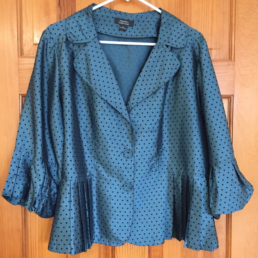 Dress Barn sateen-finish, polka-dotted Top